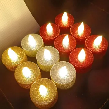 Макет на батарейках с блестящим орнаментом на Хэллоуин, свеча, светодиодная лампа, Чайные гирлянды, домашний декор, Беспламенные свечи