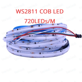 FCOB SPI RGB IC LED Light Strip WS2811 Адресуемые 720 Светодиодов Dream Color 12mm DC12V 24V Высокой Плотности Гибкие FOB COB Lights RA90