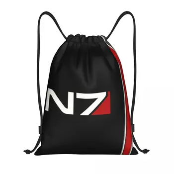 Рюкзак на шнурке с эмблемой Mass Effect N7, спортивная спортивная сумка для женщин и мужчин, сумка для покупок военных видеоигр Альянса, рюкзак для покупок