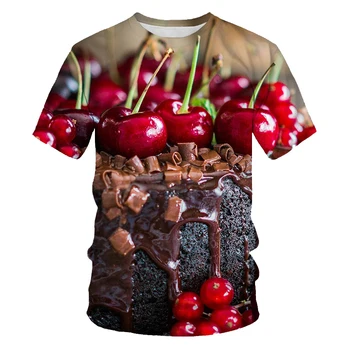 2023 Мужская и женская 3D-футболка, забавный торт, десерт, футболка с 3D-принтом, мужская модная повседневная футболка