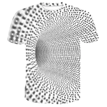 Летняя Персонализированная Мужская футболка с Визуальными Различиями, Футболка с 3D принтом Черной Дыры, Абстрактное Творчество, Мужской Топ Большого размера С круглым вырезом 6XL