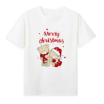 Высококачественная Рождественская подарочная футболка с милым мультяшным принтом для дам, удобные и универсальные повседневные футболки A1-80