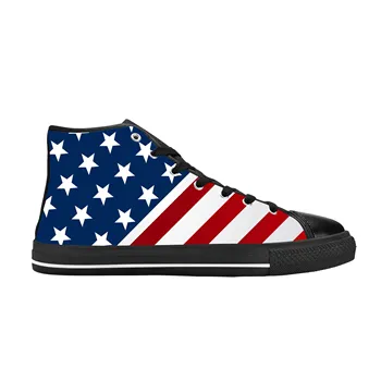 Горячие Соединенные Штаты США Американский Флаг Звезды Полосы Повседневная Тканевая Обувь С Высоким Берцем Удобные Дышащие Мужские И Женские Кроссовки С 3D Принтом