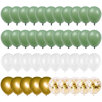 Оливково-зеленые золотисто-белые латексные шары, зеленые и золотые воздушные шары с конфетти для вечеринки в честь дня рождения, украшения для вечеринки в честь дня рождения ребенка
