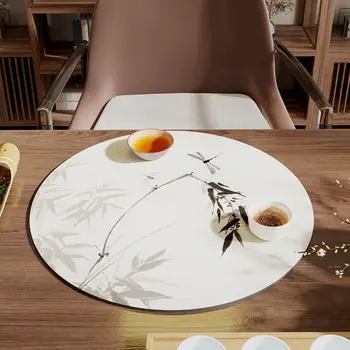 Круглый водонепроницаемый коврик для чашек в китайском стиле, Нескользящие Складные коврики для обеденного стола, салфетки, Кофейный коврик, подставка для посуды