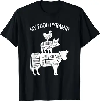 НОВАЯ лимитированная футболка My Food Pyramid Funny Carnivore Cow Pig Chicken, размер S-5XL