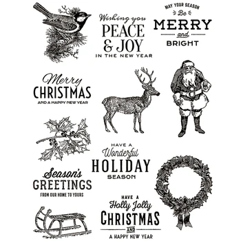 2021 Новые Слова С Рождеством Христовым Прозрачные Штампы Санта Клаус и Ирис Лося Для Скрапбукинга Для Изготовления Открыток без Металлических Штампов