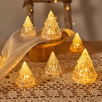 Светодиодная беспламенная свеча, ночник, электронный Прозрачный кристалл, свеча Айсберг, Атмосферный светильник для декора свадебного домашнего стола