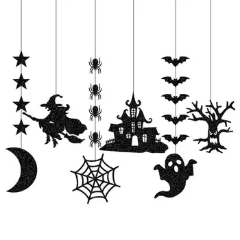Бумажный кулон на Хэллоуин, Подвесной кулон в виде паука, Тыквы, Светящаяся неоновая лента, гирлянда для рождественского украшения двора, дома, сада