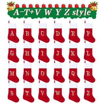 Носки с Рождеством, красные буквы алфавита, Чулок с подвеской в виде Рождественской елки, Рождественское украшение 2023 года для дома, Navidad Новый год 2024
