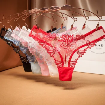 Сетчатые прозрачные женские трусики с цветочной вышивкой, сексуальные стринги с низкой посадкой, женское нижнее белье-стринги Ropa, внутреннее мини-белье
