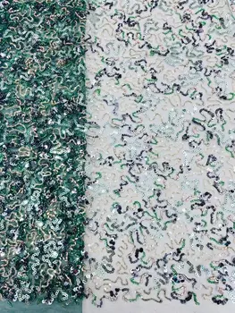 Кружевная ткань с блестками и бисером ZH-1308397 Французский тюль Африканская кружевная ткань Нигерийская кружевная ткань для вечеринки