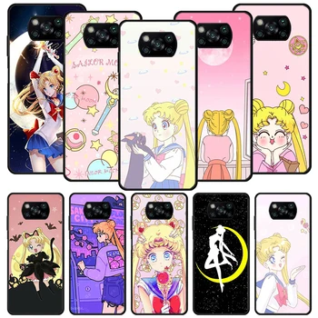 Pretty Soldier S-Sailor-Moons Черный Чехол для Телефона Xiaomi Redmi 10A 10C 10 9C 9T 9A 9 Poco X5 Pro X3 Nfc M5S M3 M2 F3 K40 Silico