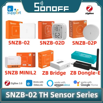 SONOFF Zigbee Умный датчик температуры и влажности SNZB-02D С большим ЖК-дисплеем для удаленного мониторинга в режиме реального времени Alexa Google Home Голосовое управление