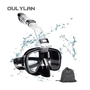 Oulylan Snorkel Складная маска для дайвинга с защитой от запотевания с системой полного высыхания сверху Профессиональное снаряжение для плавания с маской и трубкой Взрослые Дети