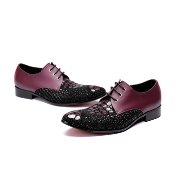 Новые мужские модельные туфли из натуральной кожи с каменным узором, модные мужские оксфорды на шнуровке, офисные вечерние туфли, мужские размеры 38-46