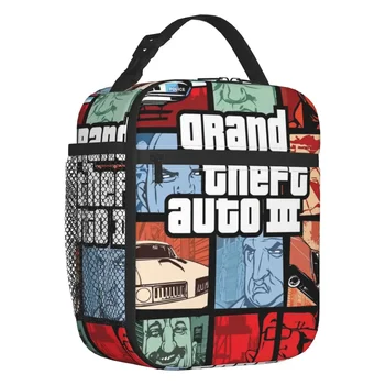 Grand Theft Auto III Изолированная сумка для ланча Для женщин Портативный холодильник для видеоигр Термальная коробка для Бенто Работа Школа Путешествия