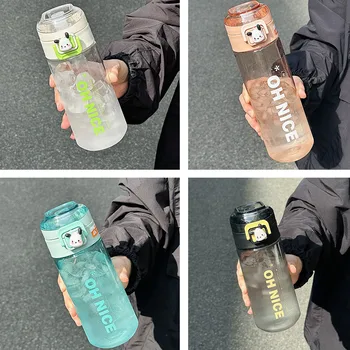 Бутылки для воды Sanrio Pochacco с соломинкой, Креативный мультфильм из Аниме, 760 мл, Пластиковая Кофейная чашка, Посуда для напитков, Подарок, Путешествия, Распродажа Оптом
