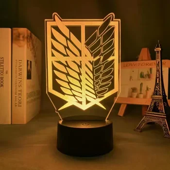 3d Лампа Аниме Атака Титанов Ночник для Детской Спальни Декор Свет Shingeki No Kyojin Настольная Ночная Лампа Эрен Йегер Рисунок