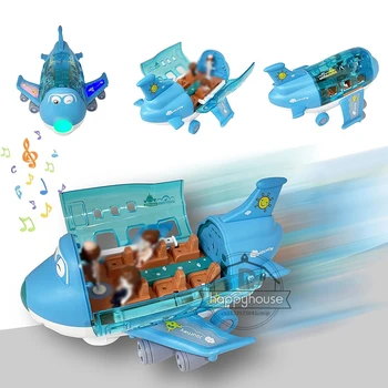 Вращающийся на 360 ° Электрический Самолет Игрушки-Самолетики для Детей Bump and Go Action Игрушечный Самолет для Малышей со Светодиодной Мигающей Подсветкой И Звуком для Мальчиков