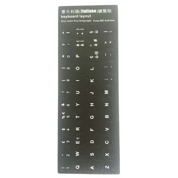 Banggood Italiano Раскладка Наклейки На клавиатуру Итальянского языка Прочный Алфавит Черный Фон Белые Буквы для Универсального ПК Ноутбука