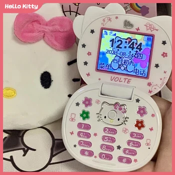 Новый Мобильный Телефон Sanrio Hello Kitty Cute Mini Girl С Откидной Крышкой Мультфильм Без Блокировки Детский Мобильный Телефон С Двумя Картами Детские Подарочные Игрушки