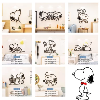 3D Наклейки на стену Snoopy для детских комнат, мультяшный дом для мальчиков, декор гостиной, спальня для девочек, детские наклейки, украшения, наклейки на стены