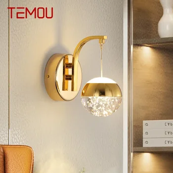 Настенный светильник TEMOU Gold Crystal Nordic Simple Bubble Sconce Light Светодиодные светильники для дома, спальни, Декоративные