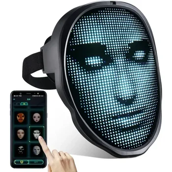 Управление приложением Bluetooth, умные светодиодные маски для лица, программируемое изменение лица, фото своими руками для вечеринки, светодиодная световая маска для Хэллоуина