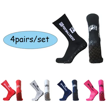 4 пары / комплект спортивных носков FS для футбола, мужские и женские футбольные носки с силиконовой нескользящей рукояткой