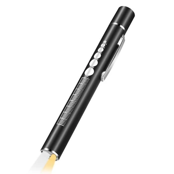 1 шт. USB Перезаряжаемый-Удобная ручка с подсветкой, Черный карманный светодиодный фонарик из нержавеющей Стали