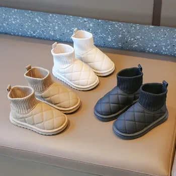 2023 Детские зимние ботинки для маленьких мальчиков и девочек, детские зимние ботинки, теплая плюшевая детская хлопчатобумажная обувь, обувь для малышей, детские ботинки