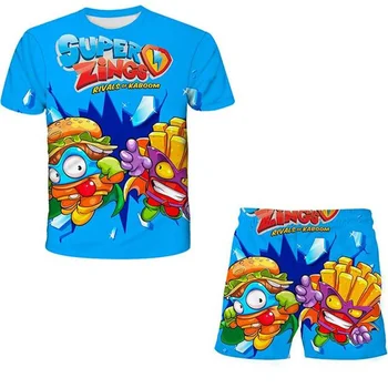 Комплекты детской одежды Super Zings, летние детские футболки с коротким рукавом, короткие штаны, костюмы, детские повседневные костюмы в стиле аниме