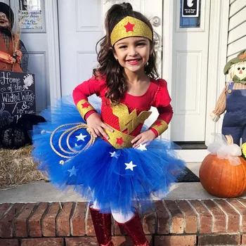 Одежда Супергероя, платья-пачки для девочек, детское праздничное платье, косплей, Маскарадный костюм на Хэллоуин, Детский наряд на День рождения