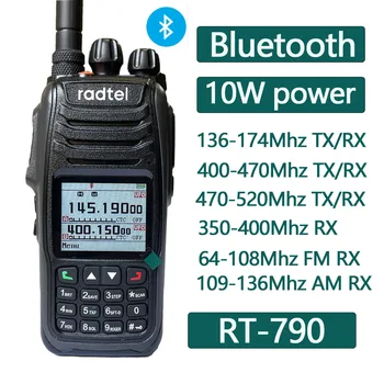 Radtel RT-790 Bluetooth Walkie Talkie 10 Вт Любительская Ветчинная Радиостанция с Воздушным Диапазоном Приема Цветной ЖК-Палец PTT Мотоциклетный шлем
