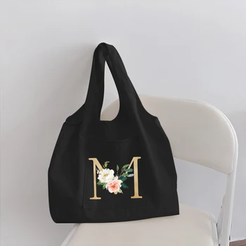 Женская модная сумка-тоут, Студенческая сумка Через плечо, Начальное название с буквенным принтом, Бежевая холщовая сумка-тоут, Новая сумка для поездок на работу