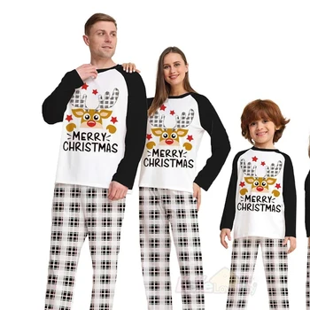 Рождественский Пижамный комплект 2024 года, Одинаковые Комплекты для семьи, Рождественские Пижамы для взрослых Мамы и Дочки, Папы и Сына, Детская одежда 