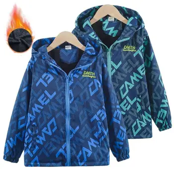 Модная уличная куртка для мальчиков, толстые зимние водонепроницаемые куртки для детей, теплая одежда, осенняя ветровка для мальчиков, пальто с капюшоном
