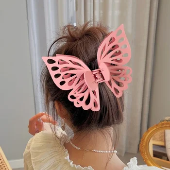Японские полые двойные заколки-бабочки, студенческие большие твердые матовые заколки-бабочки для волос для девочек, инструменты для укладки волос, шпильки для волос