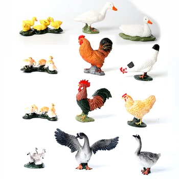 Имитационная ферма, милые фигурки животных, игрушки, курица, утка, цыпленок, гусь, игрушечные фигурки, игровые наборы для коллекции, обучающий реквизит
