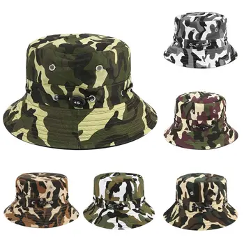 Камуфляжные шляпы-ведра, повседневная кепка в стиле хип-хоп из хлопка и полиэстера, панама для рыбака, уличная кепка.