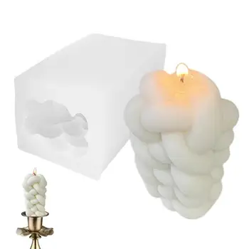 Форма для свечей с шариками из пряжи, 3D Формы для свечей из плетеной веревки, Мягкая Силиконовая Гипсовая форма для поделок, Мыло для ароматерапии из пчелиного воска, торт для ванны
