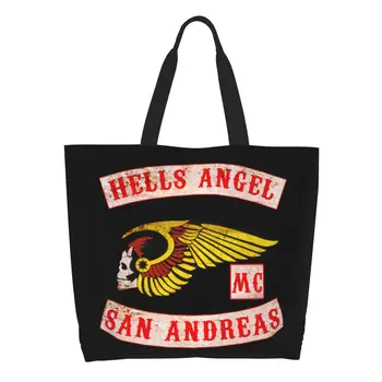 Сумка-тоут с логотипом Hells Angels, женская сумка-тоут с милой эмблемой, холщовая сумка для покупок, сумка большой емкости