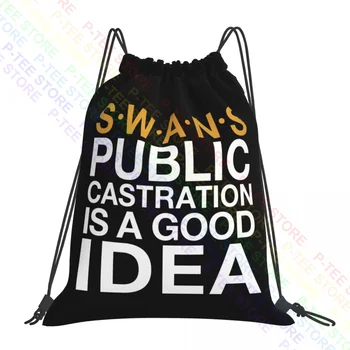 Лебеди Публичная кастрация- хорошая идея Лебединые сумки на шнурке Спортивная сумка Школьная Креативная сумка для покупок Сумки для путешествий