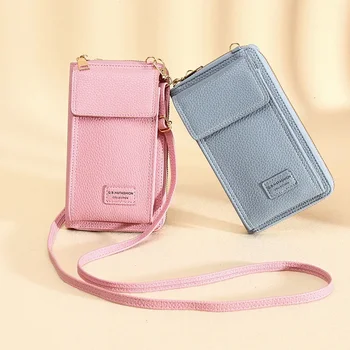 Новая сумка для мобильного телефона, женский вертикальный мобильный кошелек через плечо, модный кошелек большой емкости, простая мода