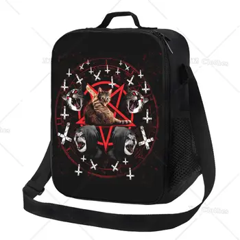 Сумки для ланча группы Pentagram Satanic Cats Death Black Metal, портативная изолированная сумка для ланча, сумка-тоут для мужчин, женщин, учебы, работы, пикника