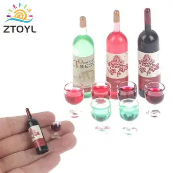 3 шт./компл. 1/12 Кукольный домик, миниатюрная имитация винной бутылки, модель бокала для вина, игрушки
