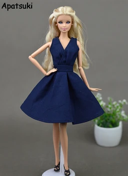 Темно-синее элегантное Уникальное кукольное платье для куклы Барби 1: 6, вечерние платья, одежда для 1/6 BJD, Аксессуары для кукол