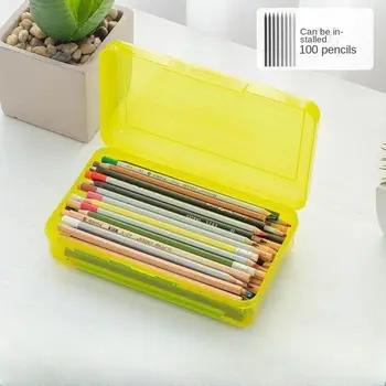Разноцветный пенал, прозрачный для хранения канцелярских принадлежностей, Пластиковая коробка для канцелярских принадлежностей, прозрачный пенал для дома и офиса