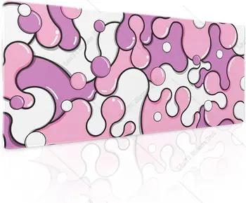 Розовый Пастельно-Фиолетовый Коврик Для Мыши, Классный Геометрический Настольный Коврик, Нескользящая Резиновая Основа, Прошитый Край для Настольного Игрового Ноутбука 31,5 × 11,8 Дюйма